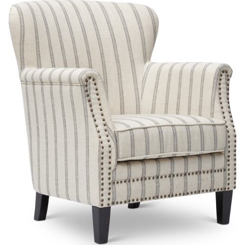 Layla Accent Chair in Flax Fabric with Nailhead